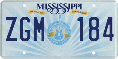 MS license plate ZGM184