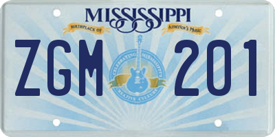 MS license plate ZGM201