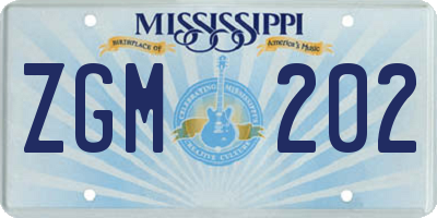 MS license plate ZGM202