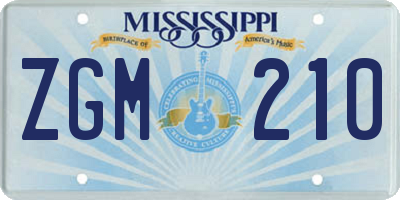 MS license plate ZGM210