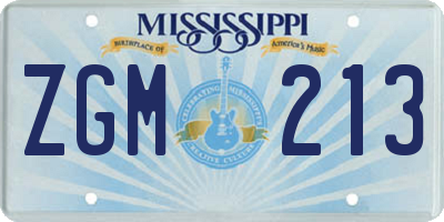 MS license plate ZGM213