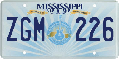 MS license plate ZGM226