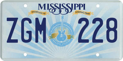 MS license plate ZGM228
