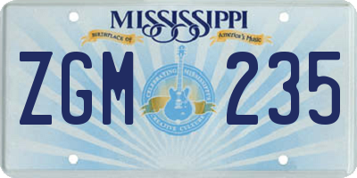 MS license plate ZGM235