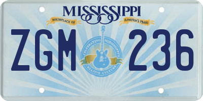 MS license plate ZGM236