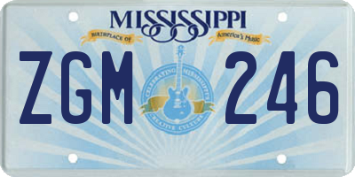 MS license plate ZGM246