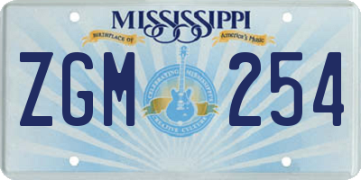 MS license plate ZGM254