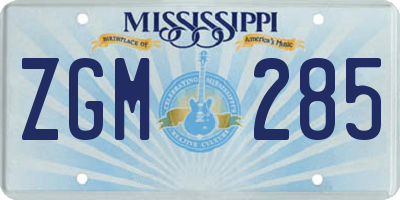 MS license plate ZGM285