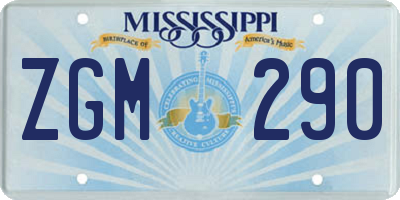 MS license plate ZGM290