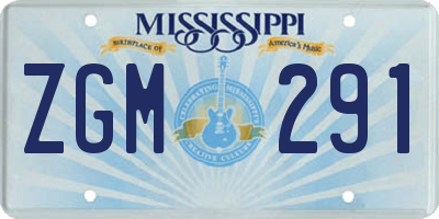 MS license plate ZGM291