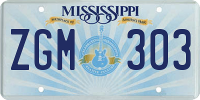MS license plate ZGM303