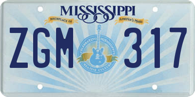 MS license plate ZGM317