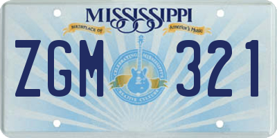 MS license plate ZGM321