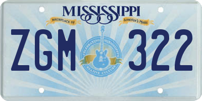 MS license plate ZGM322