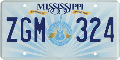 MS license plate ZGM324