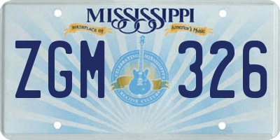 MS license plate ZGM326