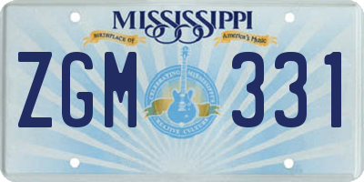 MS license plate ZGM331