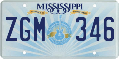 MS license plate ZGM346