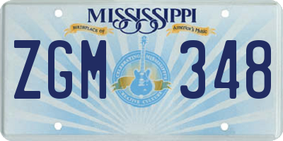 MS license plate ZGM348