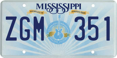 MS license plate ZGM351