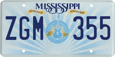 MS license plate ZGM355