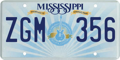 MS license plate ZGM356