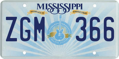 MS license plate ZGM366
