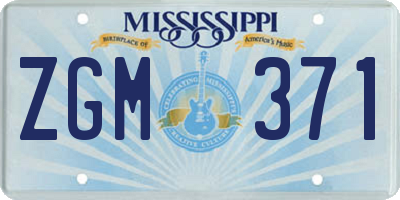MS license plate ZGM371
