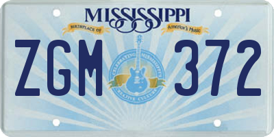 MS license plate ZGM372