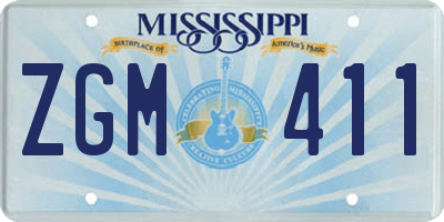 MS license plate ZGM411