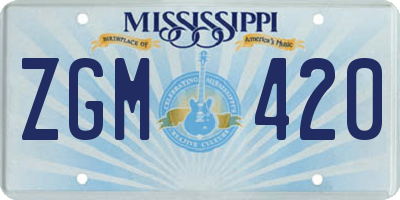 MS license plate ZGM420