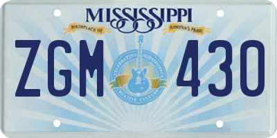 MS license plate ZGM430