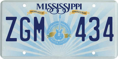 MS license plate ZGM434