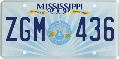 MS license plate ZGM436