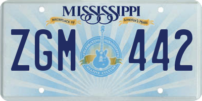 MS license plate ZGM442