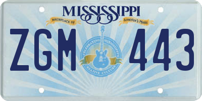 MS license plate ZGM443
