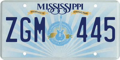 MS license plate ZGM445