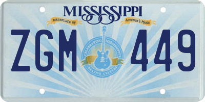 MS license plate ZGM449