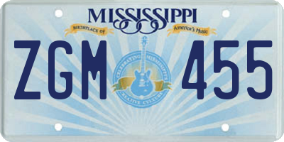 MS license plate ZGM455