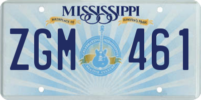 MS license plate ZGM461