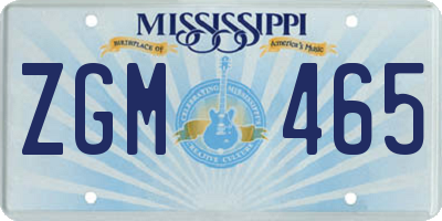 MS license plate ZGM465