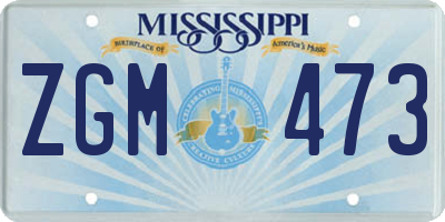 MS license plate ZGM473