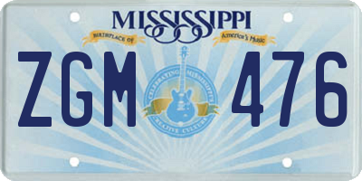 MS license plate ZGM476