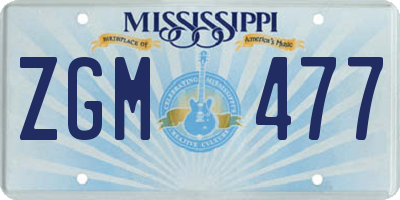 MS license plate ZGM477