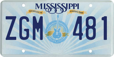 MS license plate ZGM481