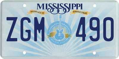 MS license plate ZGM490