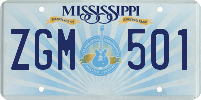 MS license plate ZGM501