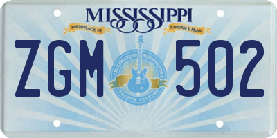 MS license plate ZGM502