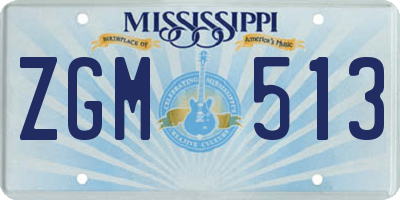 MS license plate ZGM513