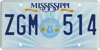MS license plate ZGM514
